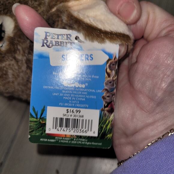 New Kids Peter Rabbit Brown Bunny Slippers Easter Dan Dee Size M 13-1 - Picture 6 of 6